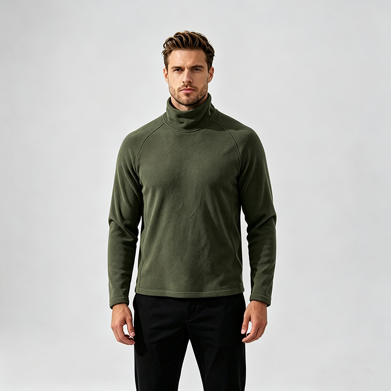 MEN COWL NECK FLEECE SWEATER