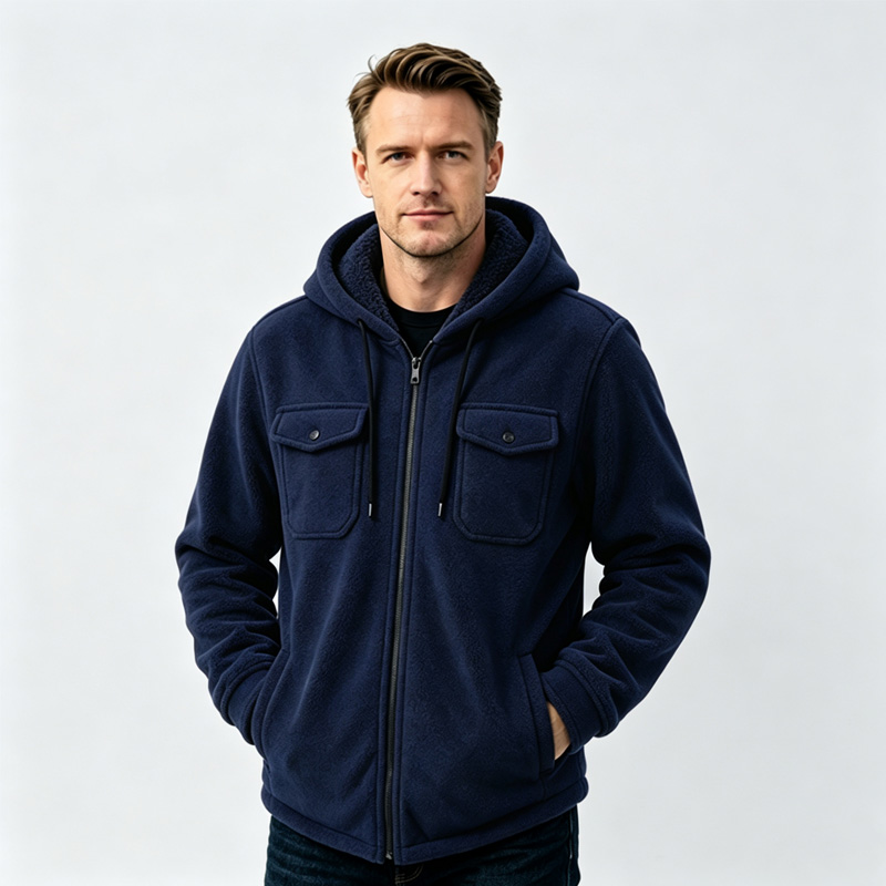 MEN POLAR FLEECE SHIRT WITH HOODY