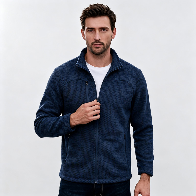 MEN JACQUARD POLAR FLEECE BONDED FABRIC JACKET