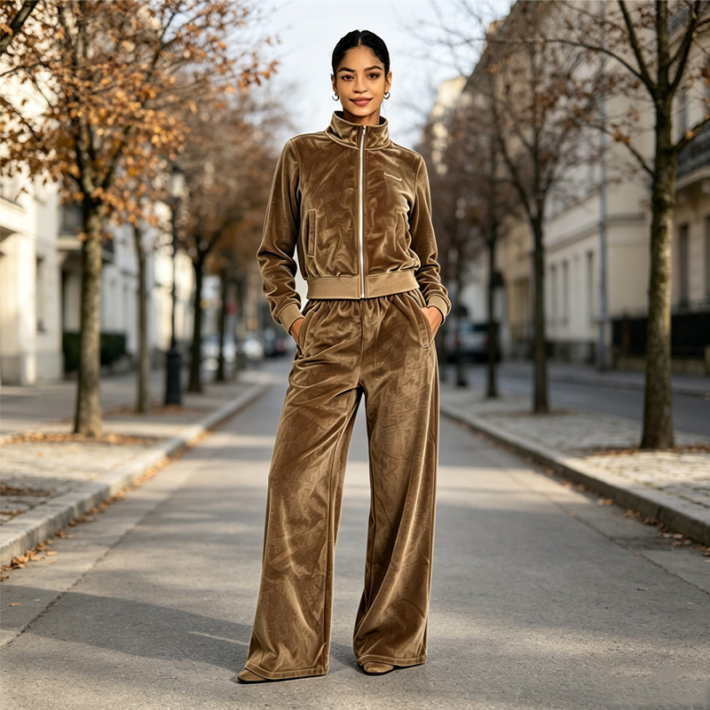 Ladies Velour Set Wholesale Guide: Soft Diamond Velour Tracksuits for Bulk Buyers