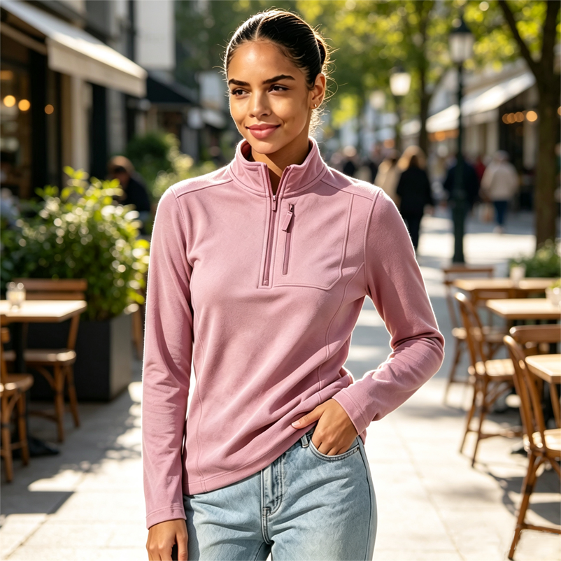 Ladies Tooth Pick Stripes Pullover Wholesale Guide: Textured Stretch Fleece Tops for Bulk & Private Label Buyers