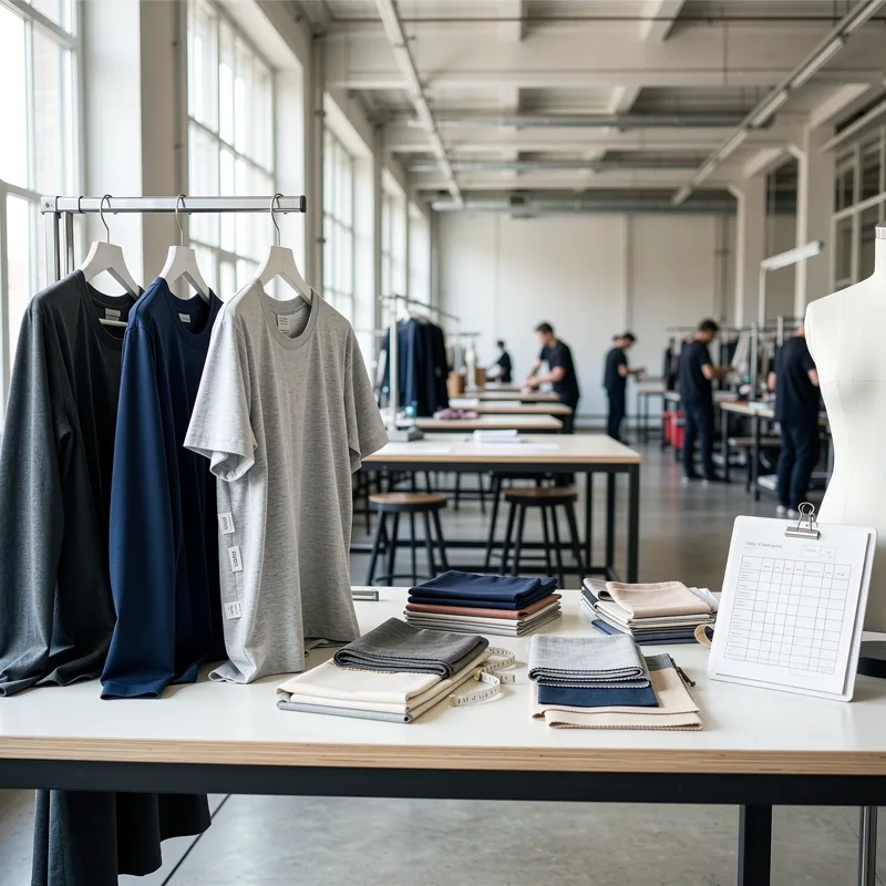 Apparel factory evaluation with clothing samples and production materials