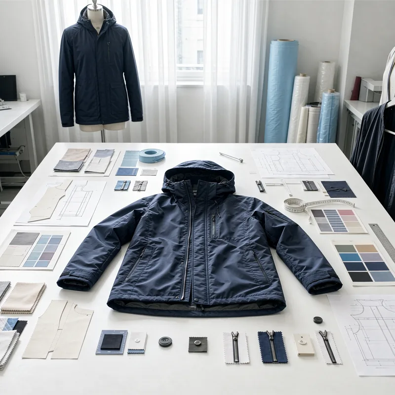 Apparel product development with fabric swatches and garment samples