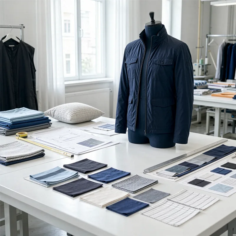 Clothing manufacturer supplier evaluation with apparel samples and specifications