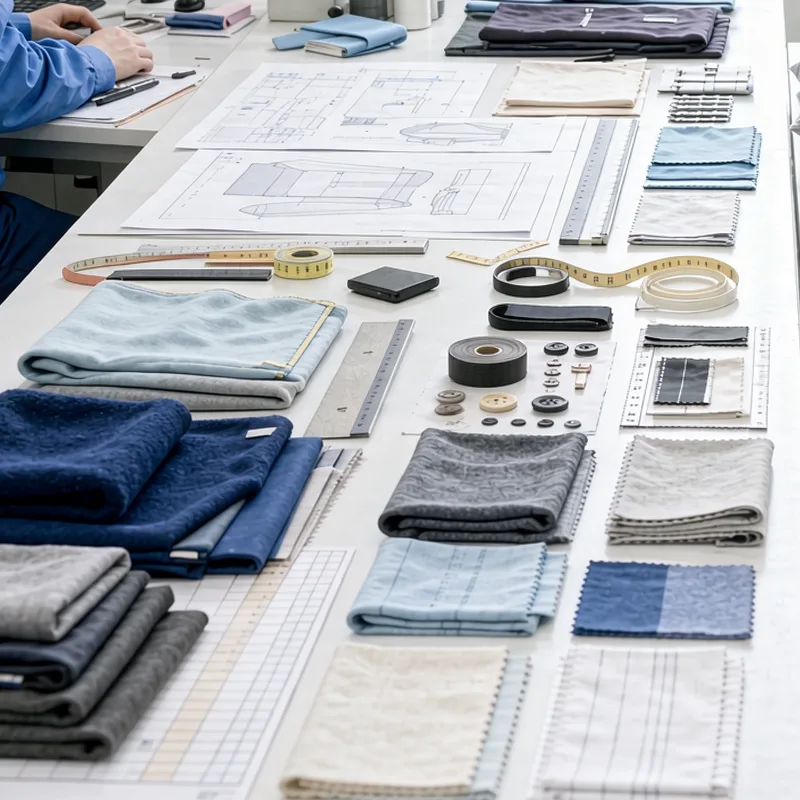 Fabric and trim sourcing for custom clothing manufacturing