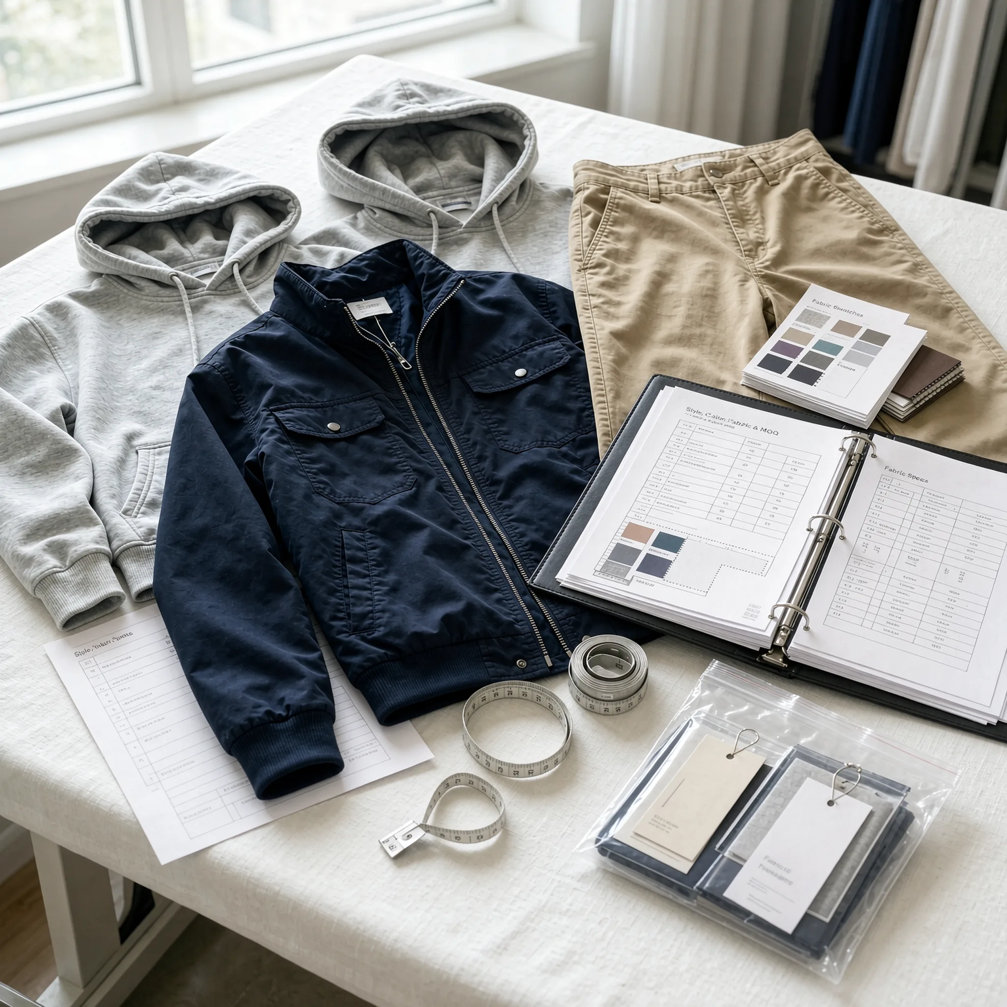 clothing OEM factory MOQ production planning and garment samples