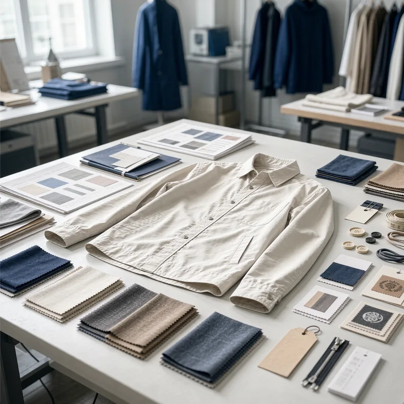 custom clothing OEM garment construction fabric and branding details