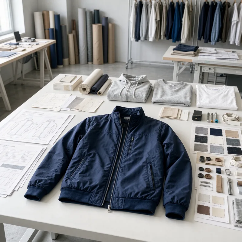 Custom clothing OEM project with garment samples, tech pack and production specifications