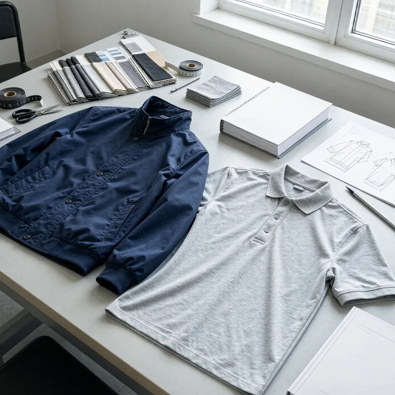 apparel OEM inquiry preparation with garment samples fabric swatches and technical specifications